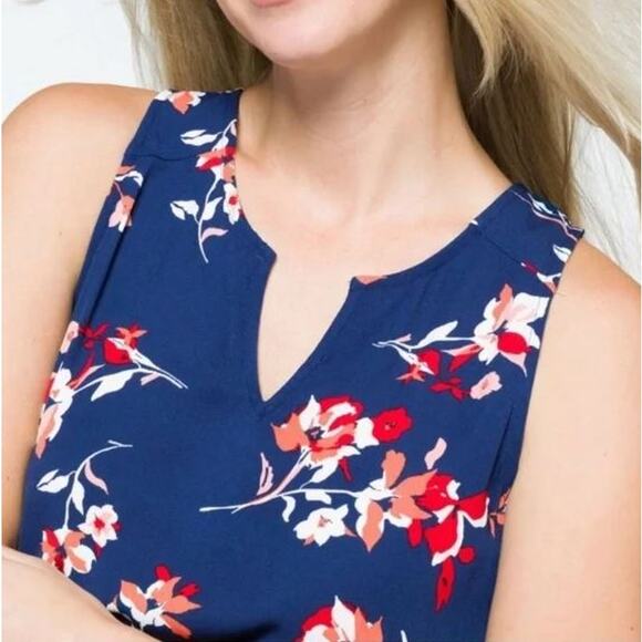 41 HAWTHORN Stitch Fix Trisha Split Neck Dress Blue Women's Size Large - Picture 2 of 14